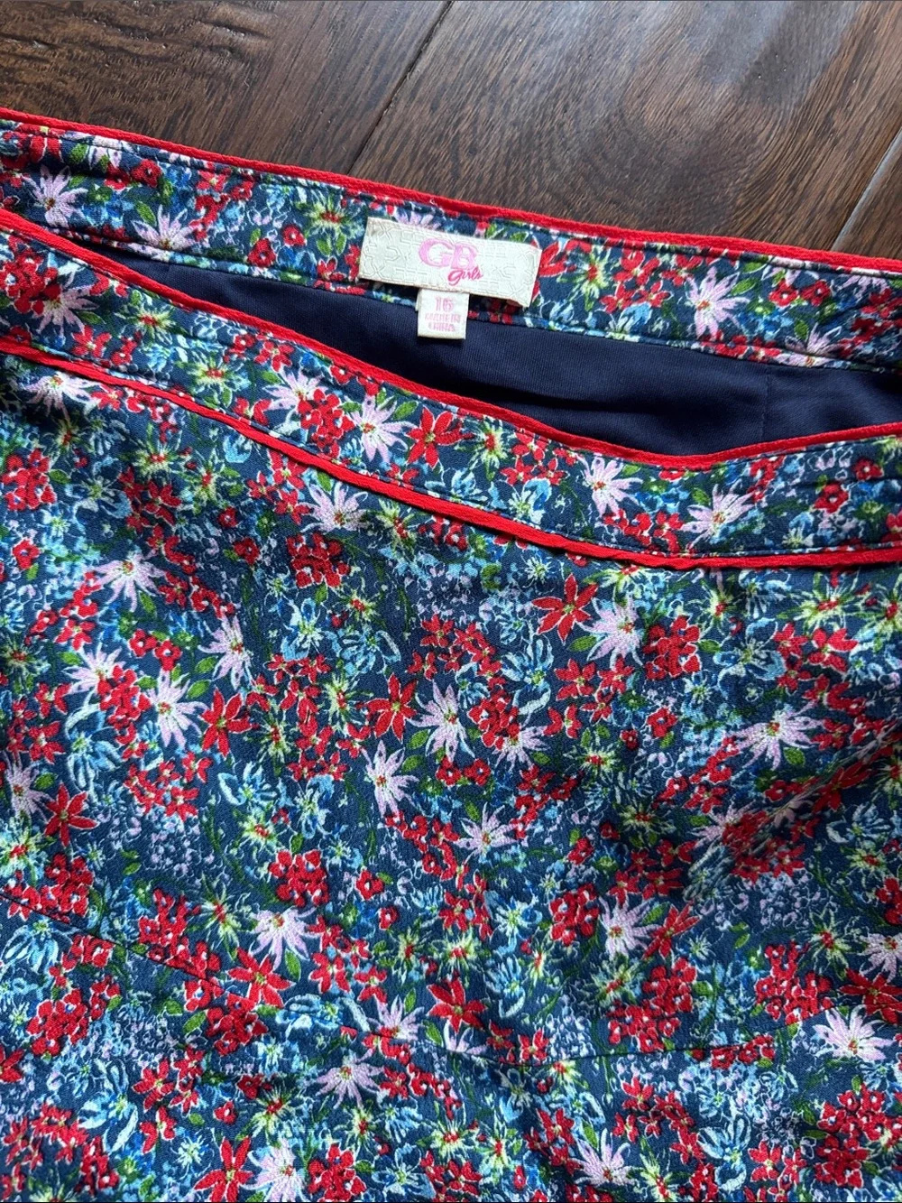 GB Girls Floral Two-Piece Crop Top & Skirt Set - Red & Blue Floral